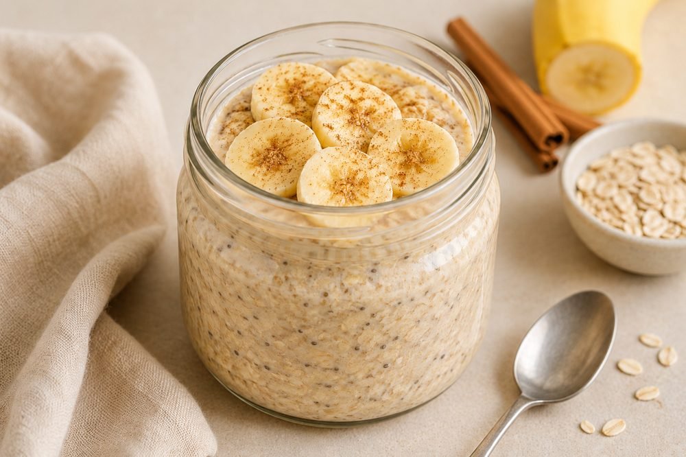 High Protein Banana Overnight Oats (Low Calorie & Filling)