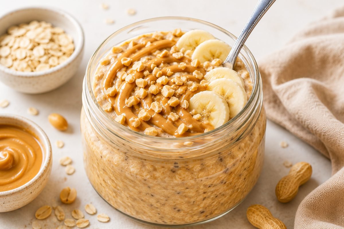 Peanut Butter Protein Overnight Oats (Low Calorie & Filling)